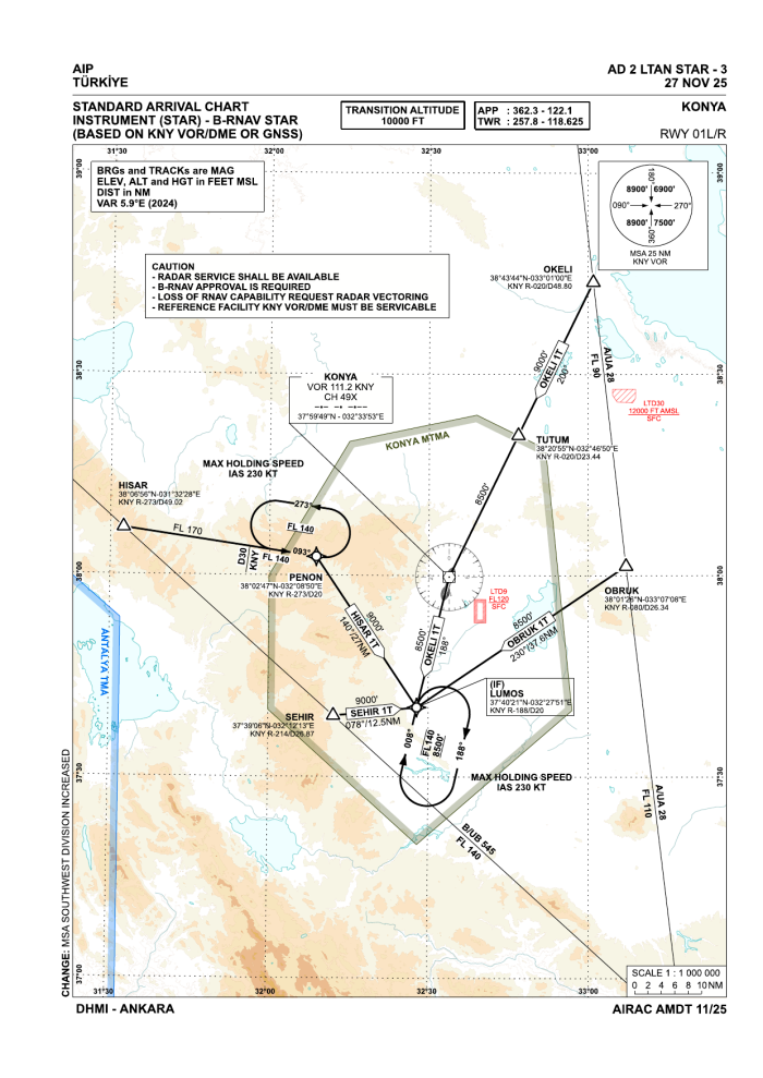 B-RNAV STARs RWY 01L/R (AIP AD 2 LTAN STAR-3)